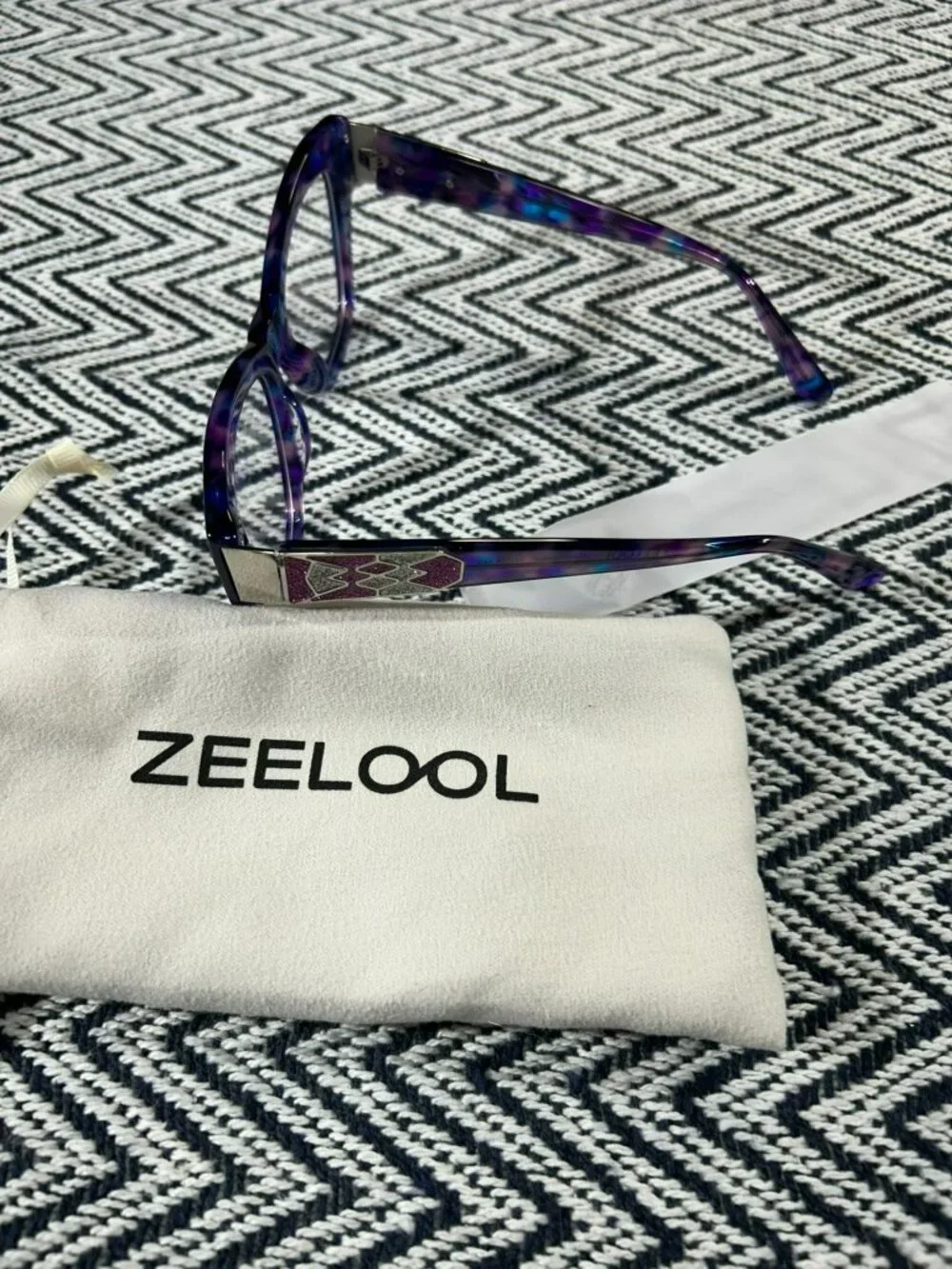 Zeelool Womens Cat-Eye Purple Tortoise Eyeglass Frames 54mm Acetate Stylish - Picture 3 of 4